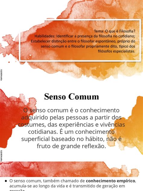 Conceito de Senso Comum, Senso Crítico e Filosofia | PDF | Conhecimento ...