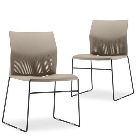 Kit 02 Cadeiras Fixa Base Preta Empilhável Connect F02 Nude Lyam Decor Leroy Merlin