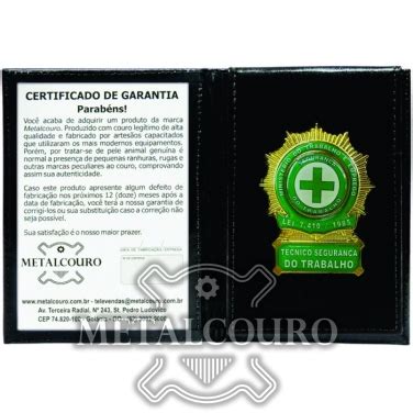 Carteira De Tecnico De Segurança Do Trabalho - Carteira De Técnico Em Segurança Do Trabalho | Metalcouro