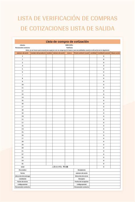 Plantilla de Excel Lista De Verificación De Compras De Cotizaciones