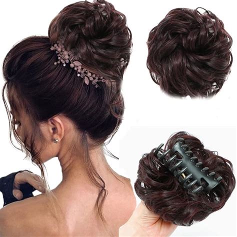 Qiaoruixin Claw Clip In Hair Bun Messy Curly Clip In Claw Hair Hairpieces Combs Add