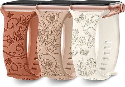 Amsky St Ck Floral Gravierte Band Kompatibel Mit Apple Watch Armband