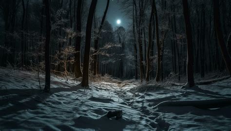 Mystery of the Spooky Winter Night Forest generated by AI 24790814 ...