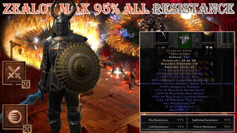 Diablo II Resurrected Zealot Paladin Max 95 All Resistance Uber