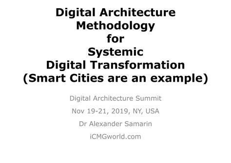 Digital Architecture Methodology For Systemic Digital Transformation