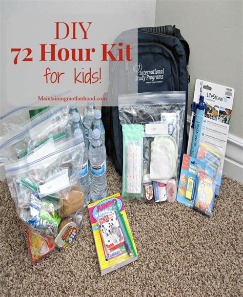 72 Hour Kit For Kids Maintaining Motherhood