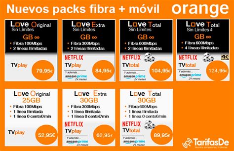 Orange nuevos packs de fibra y móvil con TV y 2 móviles Tarifas De