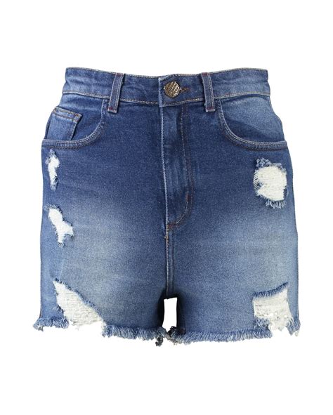 Riachuelo Short Jeans Feminino LYCRA Hot Pants Ripped Denim Médio Jeanseria by Riachuelo