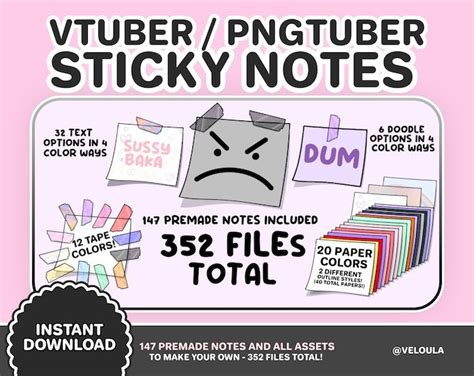 Asset Vtuber Vrchat Vroid Irises Style Etsy In Sticky Notes