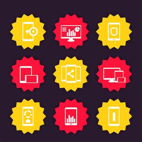 Premium Vector Mobile Desktop Apps Icons Set Badges With Smartphone