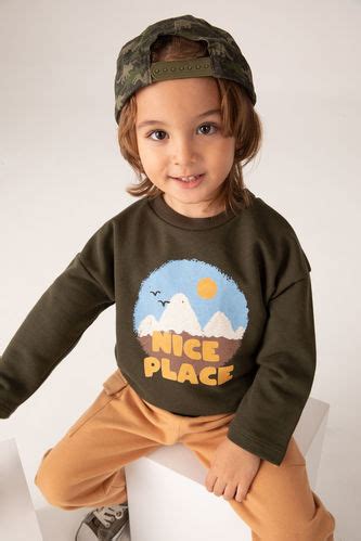 Haki Erkek Bebek Erkek Bebek Bisiklet Yaka Sweatshirt 2565409 DeFacto