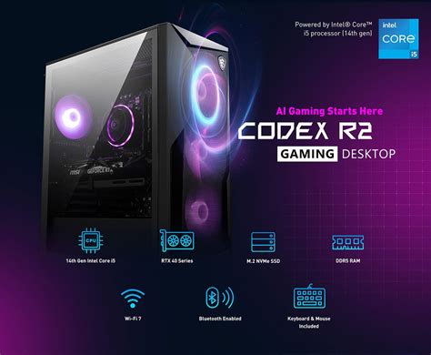 Msi Codex R2 Gaming Pc Intel Core I5 14400f Geforce Rtx 4060 16gb