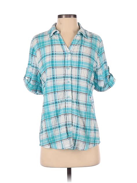 Emily Daniels Teal Long Sleeve Button Down Shirt Size S 70 Off Thredup