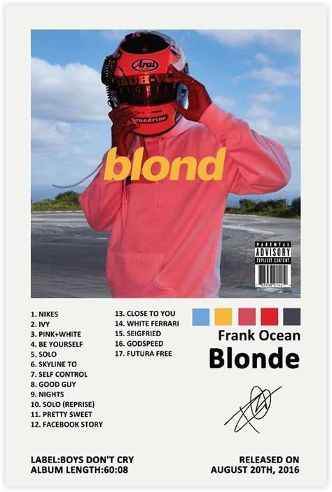 YEZLH Frank Poster Ocean Blonde Music Album Cover Signed Limited Edition Canvas Poster Bedroom