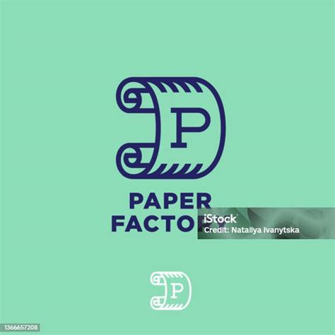 lambang pabrik kertas gulungan kertas p monogram  ikon kosong