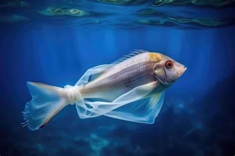 Premium Ai Image Ocean Plastic Pollution A Fish With Plastic Bag