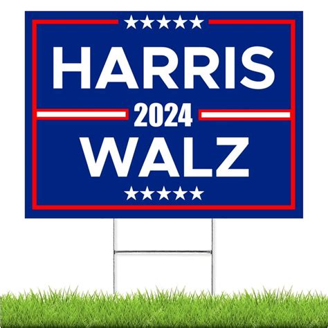 Harris Walz 2024 Yard Sign Double Sided Waterproof Yard Sign 18x12 Inches With Metal H Stake