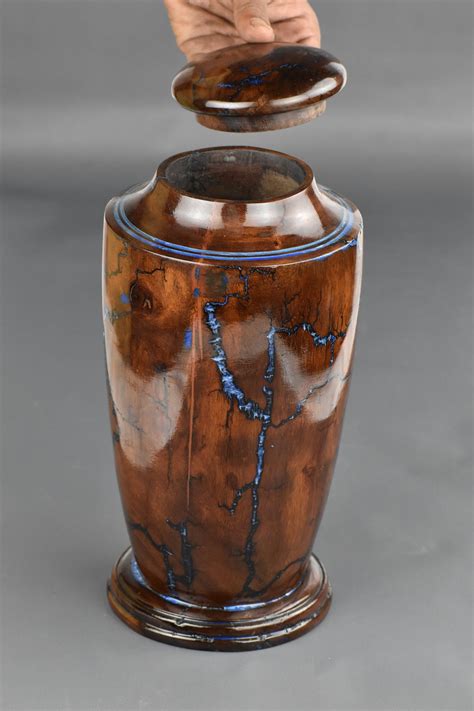 Blue Epoxy And Rosewood Cremation Urn For Human Ashes Adult Etsy