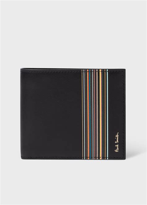 Paul Smith Black 'Signature Stripe Block' Billfold And Coin Wallet ...