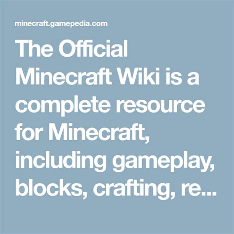 The Official Minecraft Wiki Is A Complete Resource For Minecraft