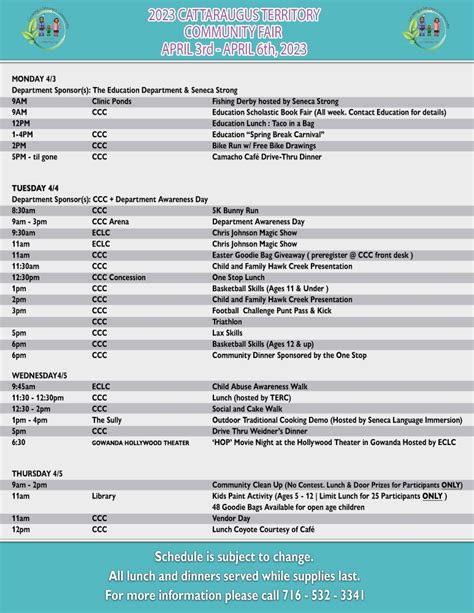 Community Fair Schedule and Events - SNI