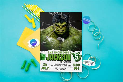 Editable Hulk Birthday Invitation Hulk Party Invitation Angry Hulk ...