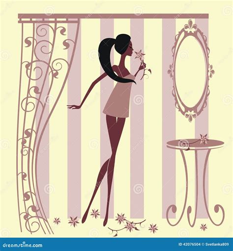 Woman Looking At Mirror Stock Vector Illustration Of Fashion 42076504