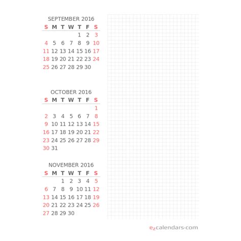 Three Month Printable Calendar