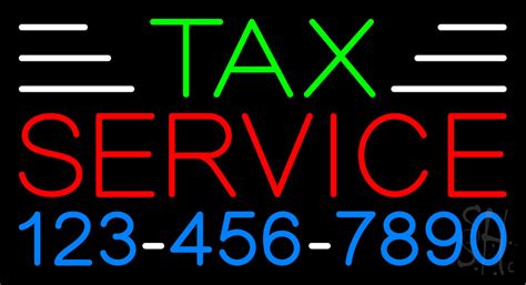 Tax Service With Phone Number Led Neon Sign Tax Service Neon Signs