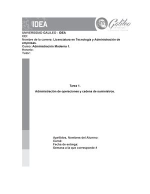 Tarea Semanal Administracion Moderna Universidad Galileo Idea