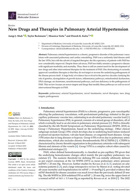 Pdf New Drugs And Therapies In Pulmonary Arterial Hypertension