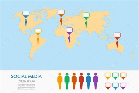 Mapa Del Mundo Figuras De Hombres E Infografías De Punteros De