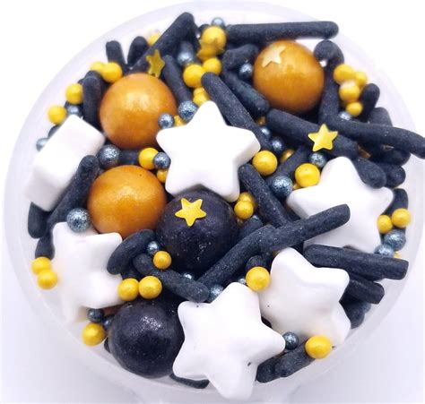 Ncs Black Gold And White Graduation Edible Candy Sprinkle