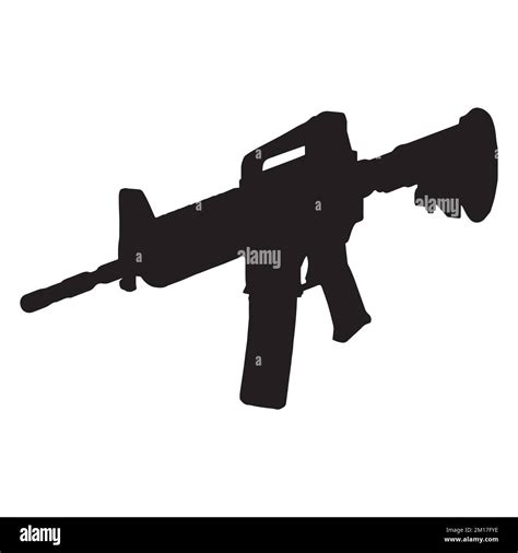 Vector Illustration Of Assault Rifle Gun Silhouette Stock Vector Image