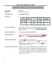 BHMH2002 Exam Guideline 2122 Sem 2 Take Home Pdf HONG KONG COMMUNITY