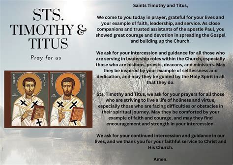 Sts Timothy And Titus Pray For Us Prayer Card Etsy