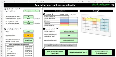 Calendrier Scolaire Excel Et Pdf Modifiable Et Gratuit