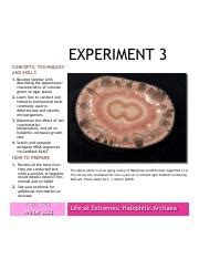 Experiment 3 Life At Extremes Halophilic Archaea BIOL 1P92 Winter 2022