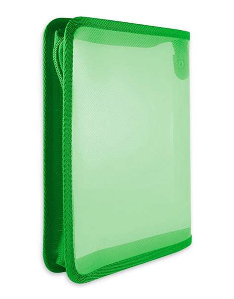 Папка на молнии B5 матовый полупрозр. пластик зеленая