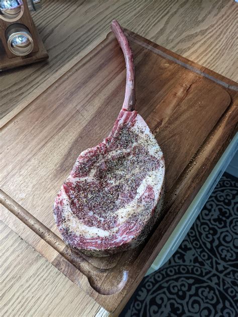 Dry Aged Prime Tomahawk Ribeye Smoking