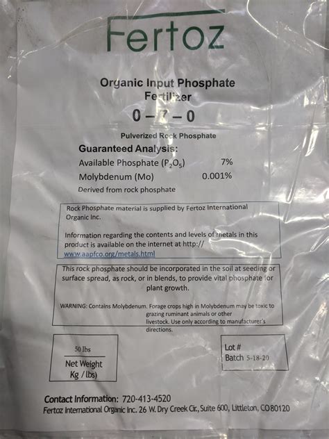 Fertoz Organic Rock Phosphate Fertilizer 0-7-0 (Pulverized/Granular