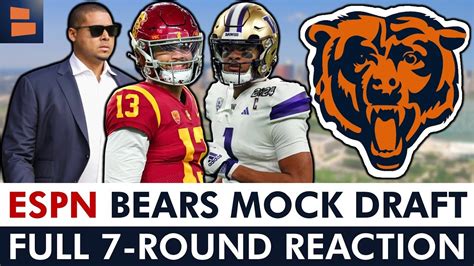 Espns New Chicago Bears 7 Round Mock Draft Ft Caleb Williams And Rome