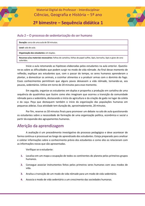 5º Ano SequÊncia DidÁtica As Primeiras Sociedades Humanas