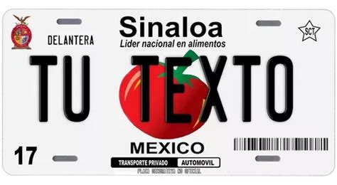 Placas Para Auto Personalizadas Sinaloa Tomate Meses Sin Inter S