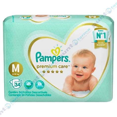 Pañales Pampers Premium Care M Cont De 34 Unidades Punto Farma