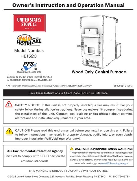 United States Stove Company Hot Blast Hb1520 Owners Instruction And Operation Manual Pdf