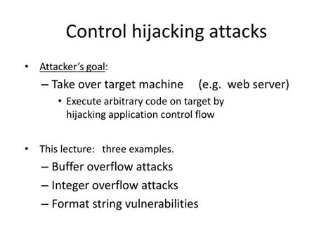 Ppt Control Hijacking Attacks Powerpoint Presentation Free Download Id1757468