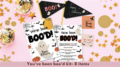 Youve Been Booed Halloween Printable Kit Cute Boo Basket Treat Tags Pennant Flags Spooky Sign