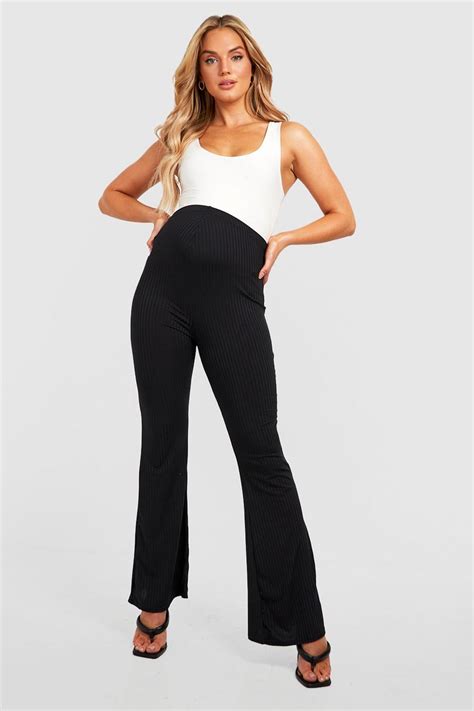 Maternity Rib Flare Leggings Boohoo Uk