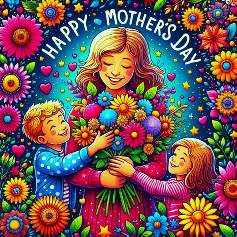 Happy Mother S Day Greeting Illustration Card Happy Mother S Day